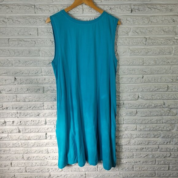 Jane Ashley Women Dress 1X Plus Sleeveless Blue Flip Flops Summer blu82e - Picture 7 of 10